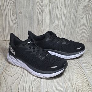 Hoka Clifton 8 Black and White Running Athletic Sneakers Women's Size 8.5